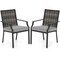 Set of 2 PE Rattan Patio Chairs with Cushions Stackable Wicker Armchairs for Outdoor Use
